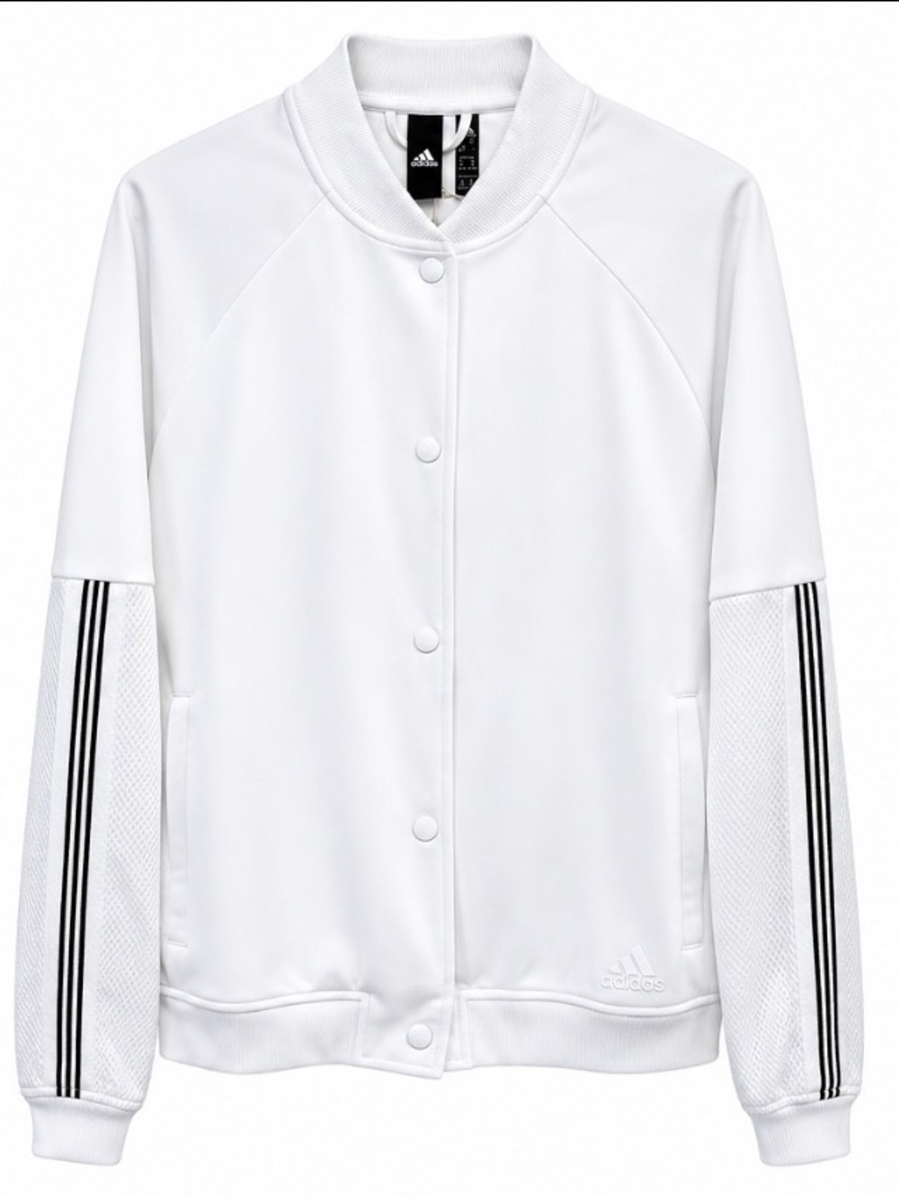 NWT Adidas Women's Snap Button Track Jacket White Mesh Back Retro Bomber XL